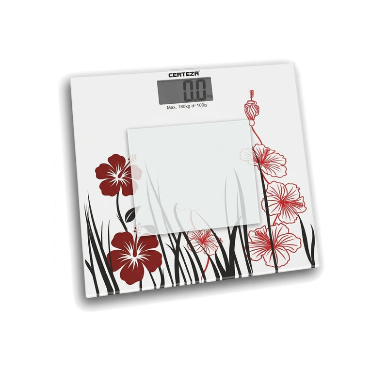 Certeza GS-808 digital glass bathroom scale with floral design