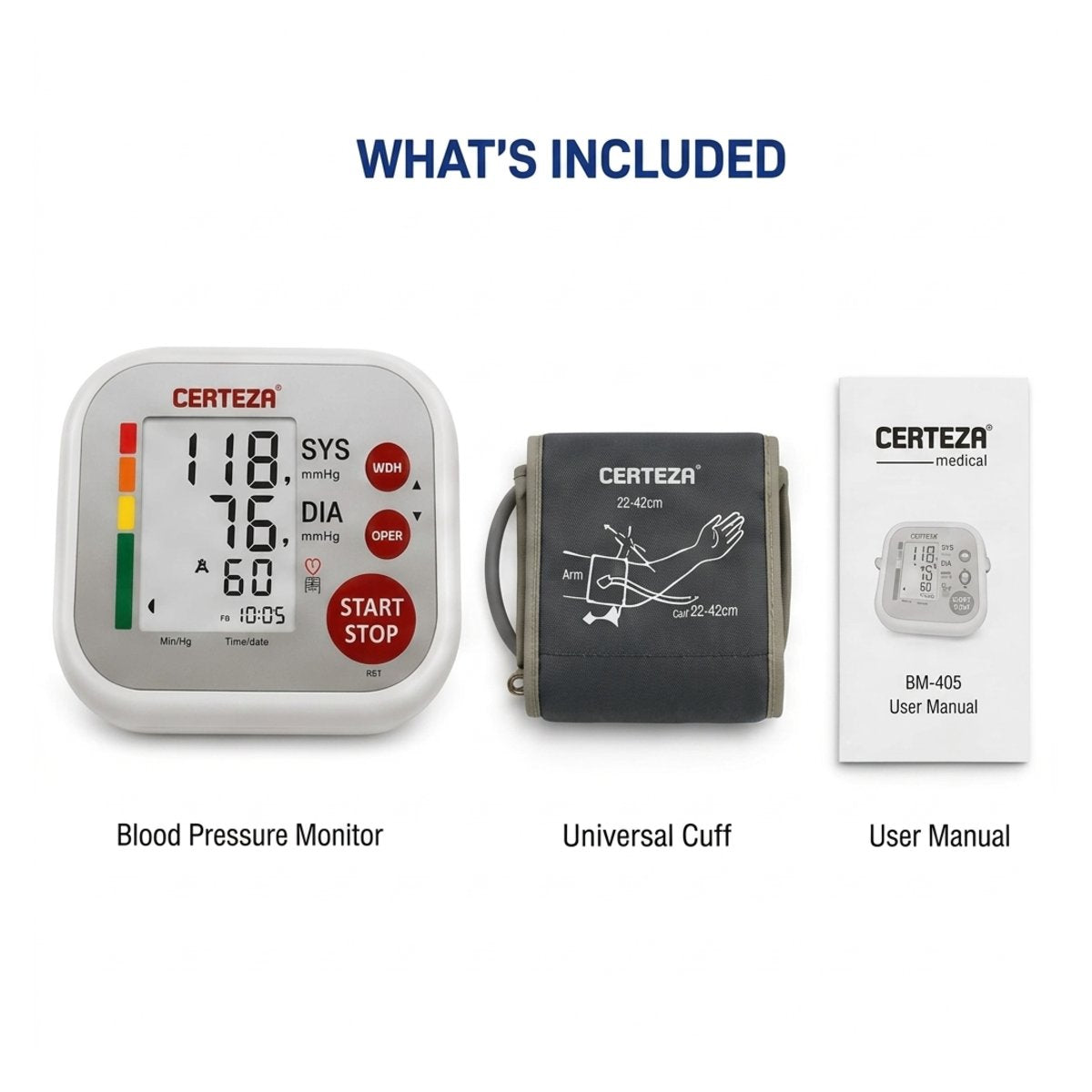 Certeza BM-405 automatic upper arm digital blood pressure monitor with cuff