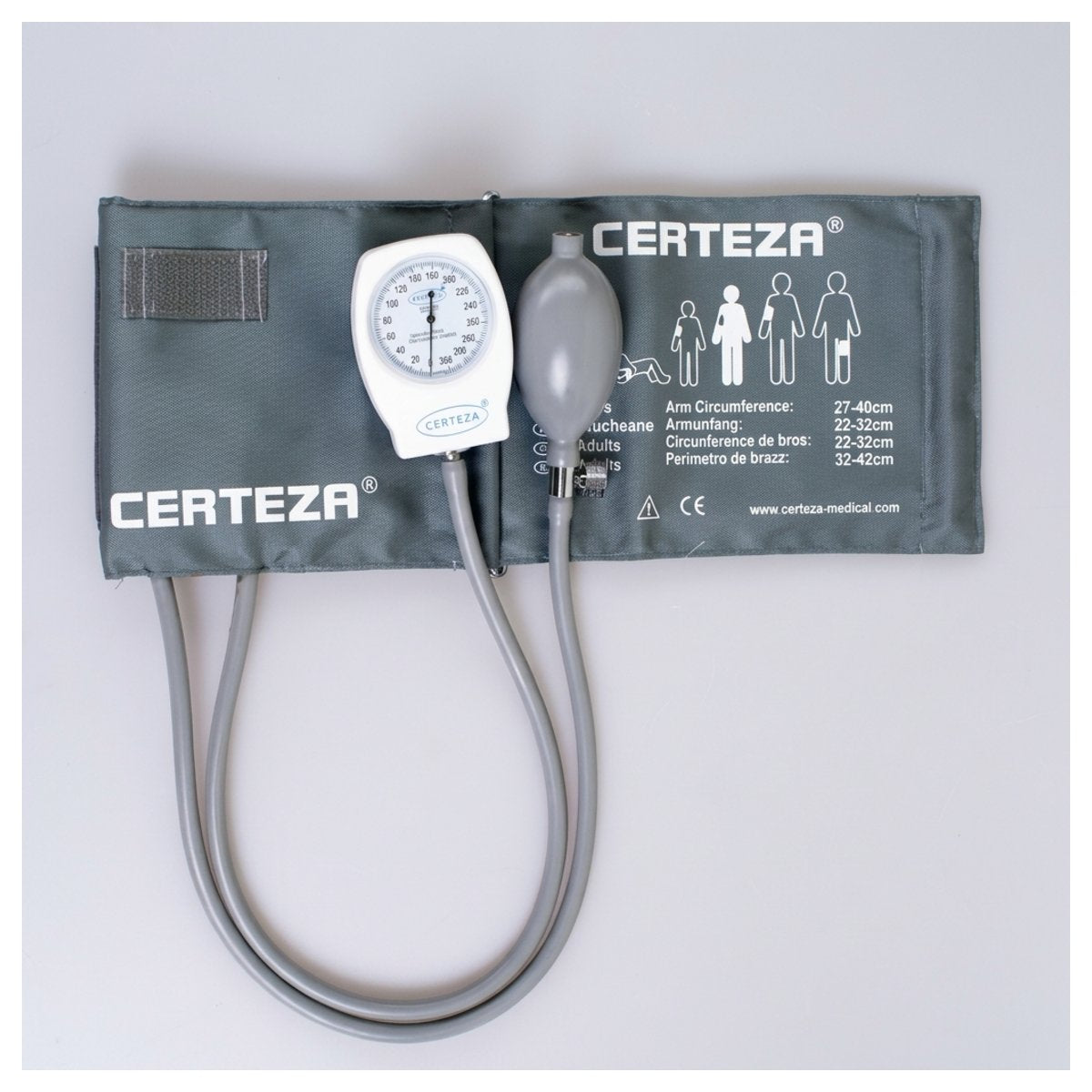 Certeza CR-1004 large dial aneroid sphygmomanometer with cuff and inflation bulb