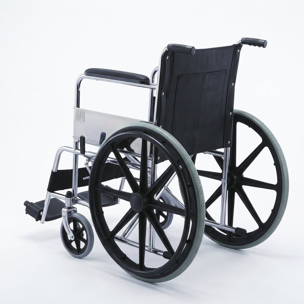 LifeCare 809B folding manual wheelchair with solid fibre rear wheels